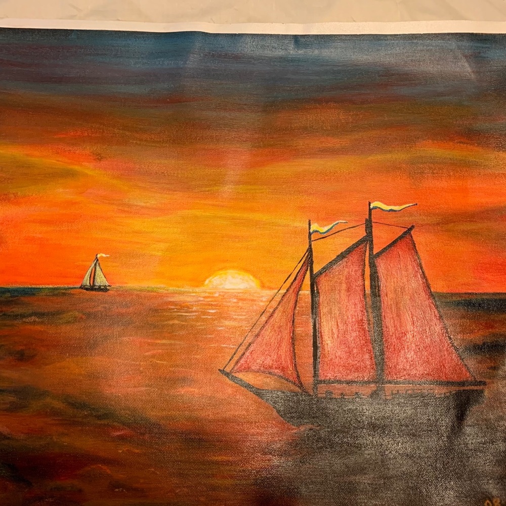 Oil on canvas- boat